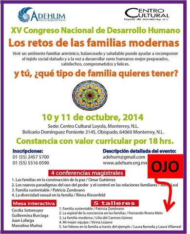 Los retos de las familias modernas. Taller en el Congreso nacional de Desarrollo Humano